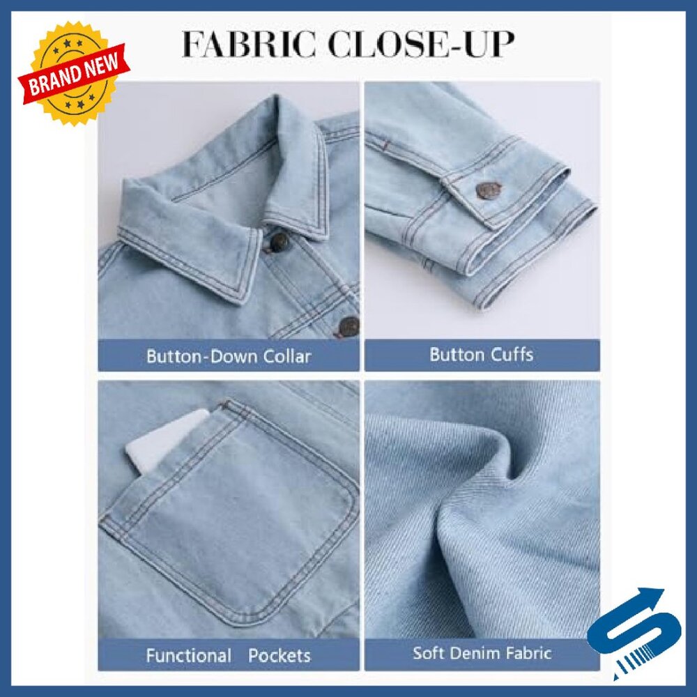 Oversized Denim Jacket Shacket Button Down Long S… - image 7